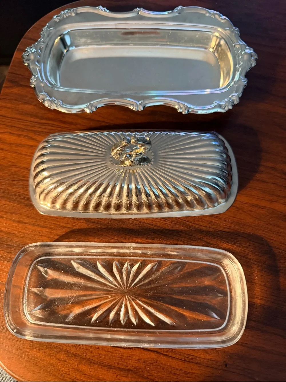 Vintage silver plated butter dish.